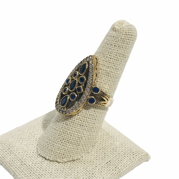 Turkish Handmade Sz 8 Jewelry 925 Sterling Silver CZ Sapphire Stone Women's Ring - Picture 2 of 6